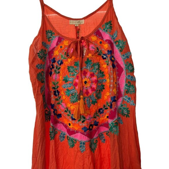 Ruby Yaya Orange Spaghetti Strap Mandala Sundress, Size Medium, Boho Travel - Picture 4 of 5